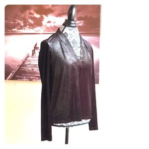 Tahari black shimmer velvet top Medium
